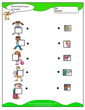 Resmi Eksik Parçası İle Eşleştir Çalışma Sayfaları